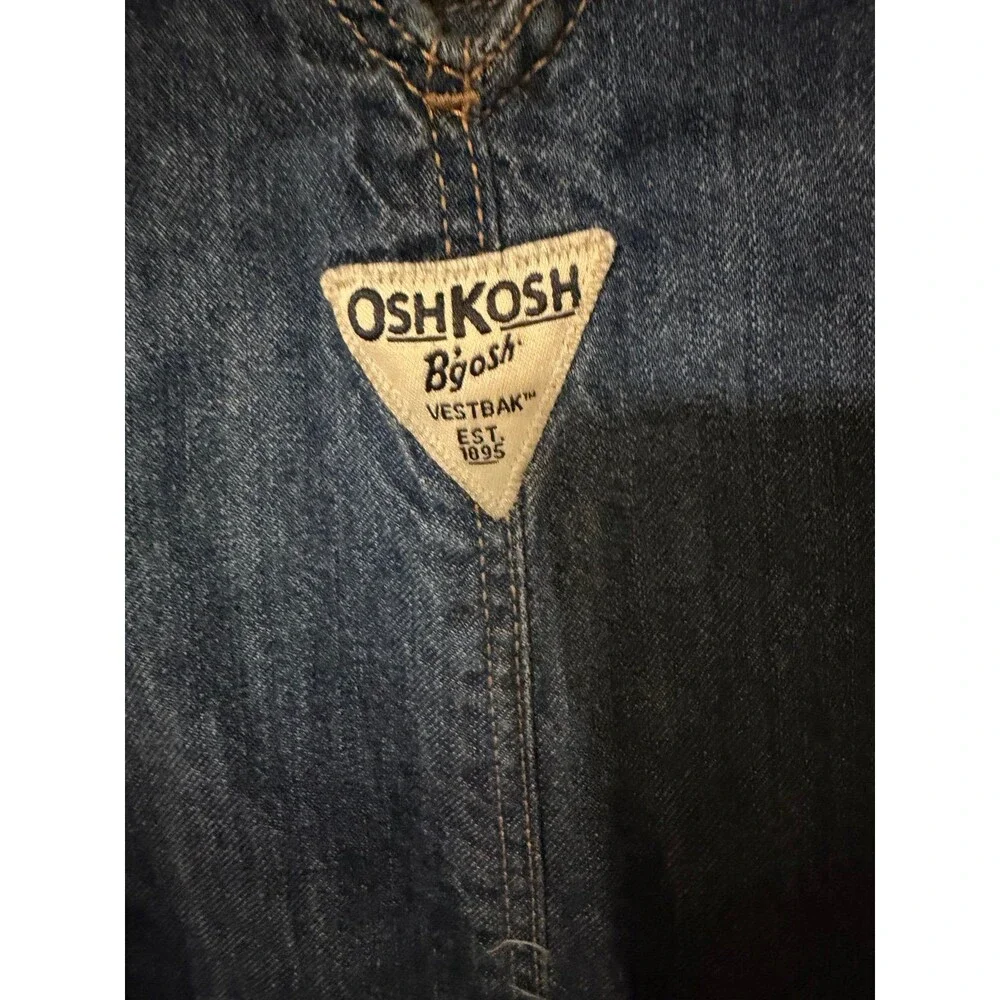 OshKosh Denim Overalls Red And Black Checked Lining Heart Pocket 5T